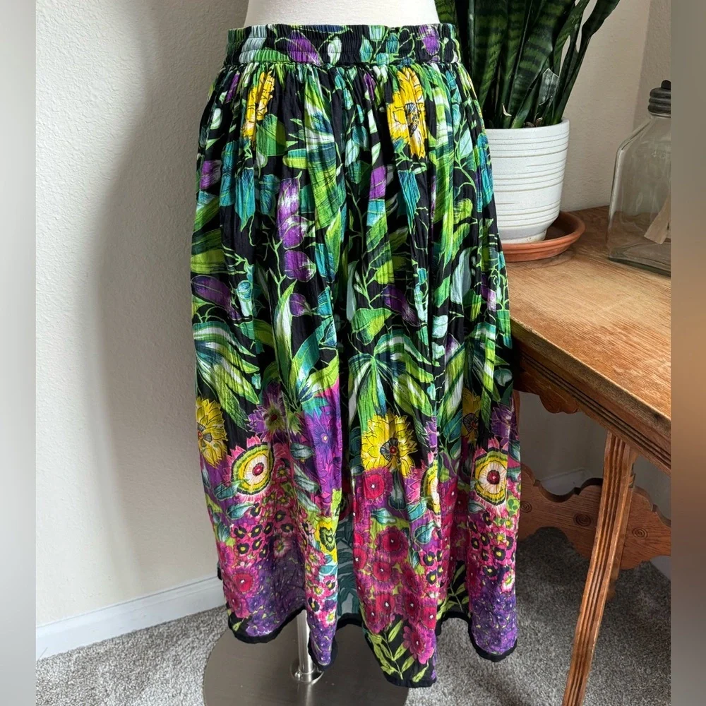Vintage‎ Boho Floral Skirt – Crinkle India Cotton Indie Sleaze festival
